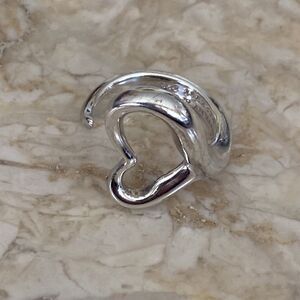 Tiffany & Co. Elsa Peretti Rare Large Open Heart 925 Sterling Silver Ring